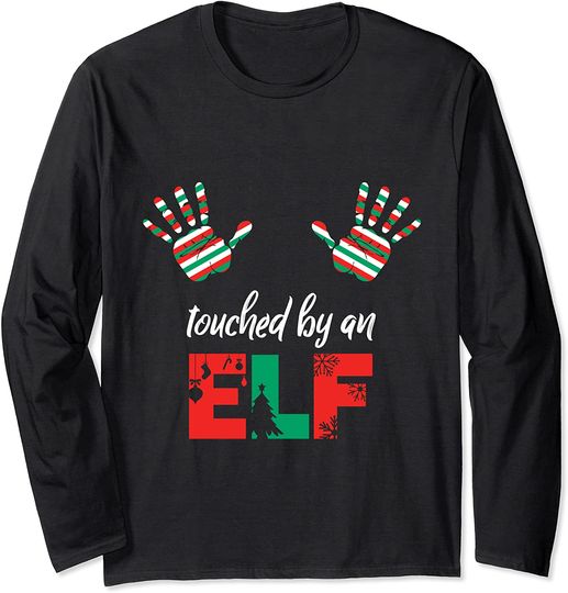 Discover Funny Christmas Boobs Clothes For Women Touched By Elf Gift Long Sleeve