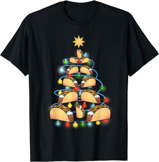 Discover Santa Taco Christmas Tree Lights-Taco Christmas T-Shirt