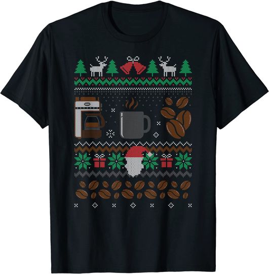 Discover All I Want For Christmas Is Coffee Barista Ugly Sweater T-Shirt