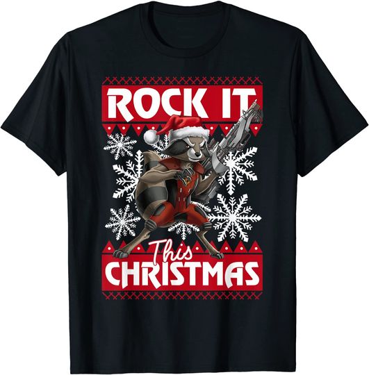Discover Guardians Of The Galaxy Rocket Rock It This Christmas T-Shirt