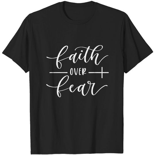 Discover Faith Over Fear Shirt Women Funny Spiritual Faith Graphic Casual Religious Tee Christian Inspirational Shirt with Saying