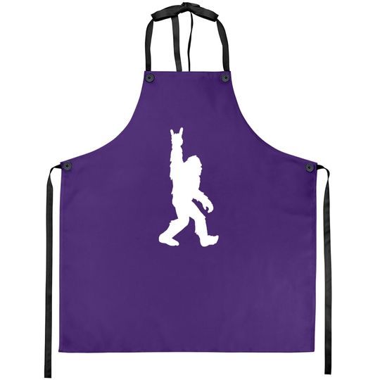 Discover Funny Bigfoot Rock and Roll Sasquatch Aprons