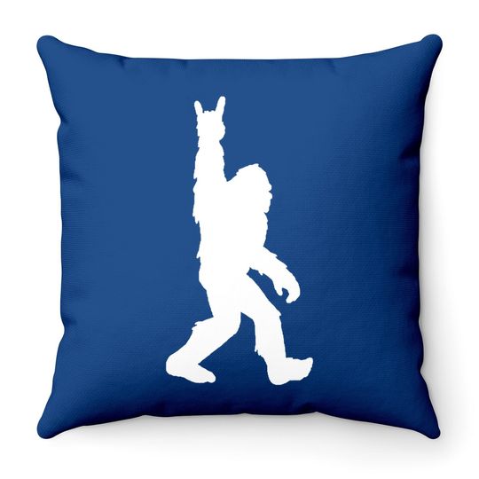 Discover Funny Bigfoot Rock and Roll Sasquatch Throw Pillows