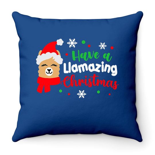Discover Have A Llamazing Christmas Santa Hat Throw Pillows