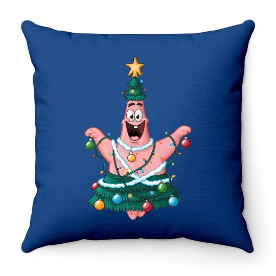 Discover Spongebob Squarepants Patrick Star Lights Christmas Tree Throw Pillows