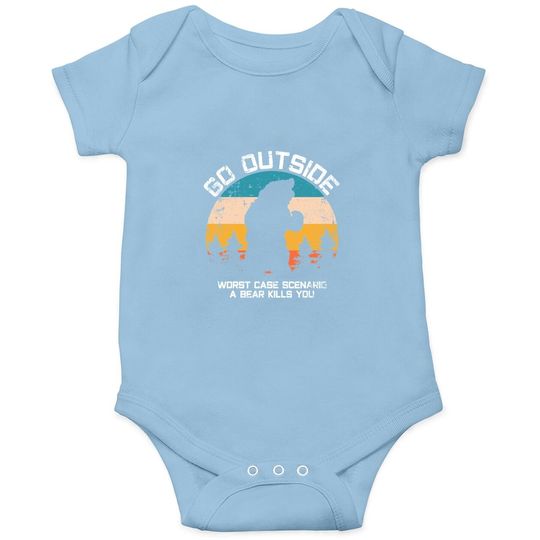 Discover Funny Animal Go Outside Get Eaten By Bear Baby Bodysuit