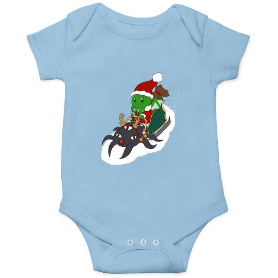 Discover Joyeux Cthulhu Christmas Riding Baby Bodysuit