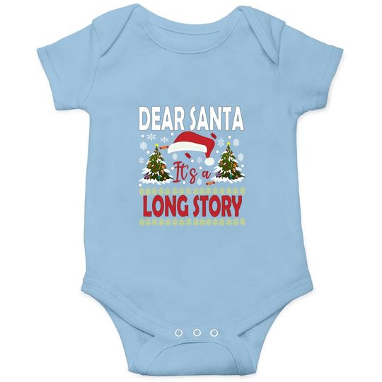 Discover Dear Santa It's A Long Story Tree Baby Bodysuit