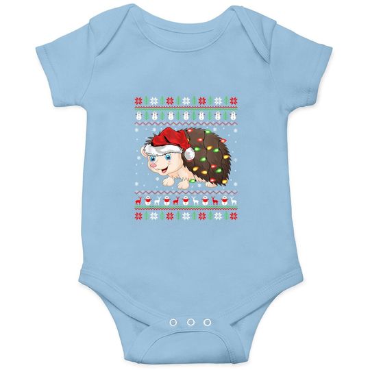 Discover Hedgehogs Xmas Lighting Santa Ugly Hedgehog Christmas Baby Bodysuit