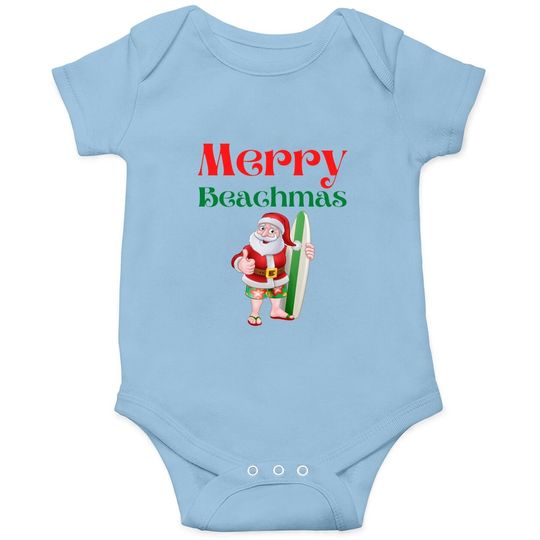 Discover Merry Beachmas Surfing At The Beach Classic Baby Bodysuit