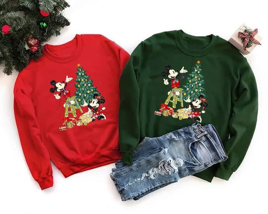 Discover Disney Mickey And Minnie Christmas Tree Sweatshirt