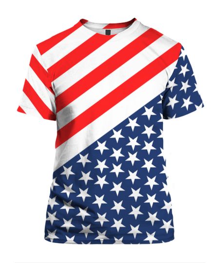 Discover American Flag Shirt Women Short Sleeve Tops Scoop Neck Casual