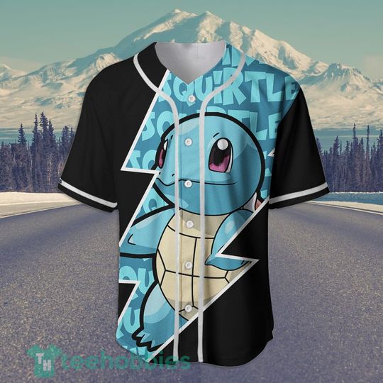 Discover PKM Squirtle Black Blue Baseball Jersey