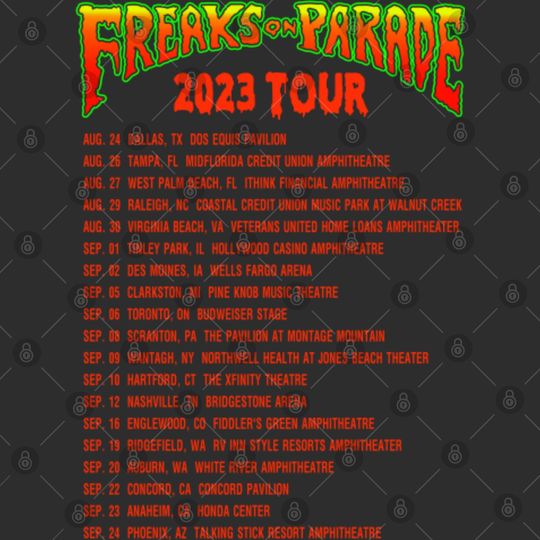 Rob Zombie & Alice Cooper Freaks On Parade Tour 2023 Double Sided Tank Tops