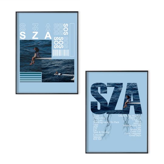 SZA SOS Full Tracklist Poster Set, S.Z.A Poster Set, Sza Merch Poster Set