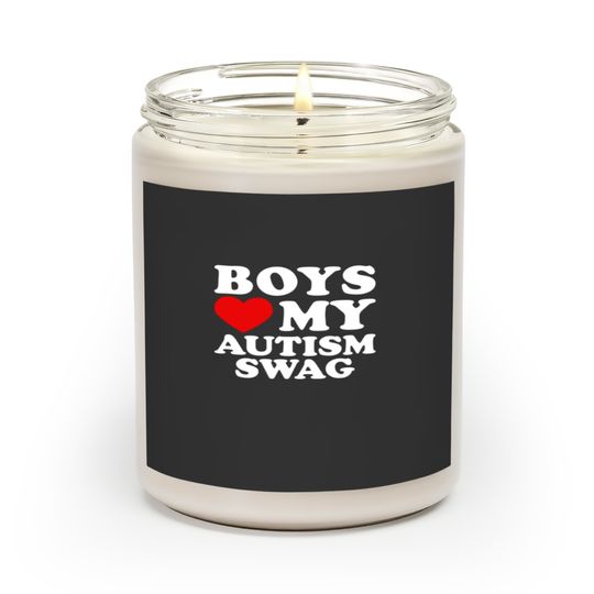 Boys Love My Autism Swag Funny Heart Autism Awar Scented Candles
