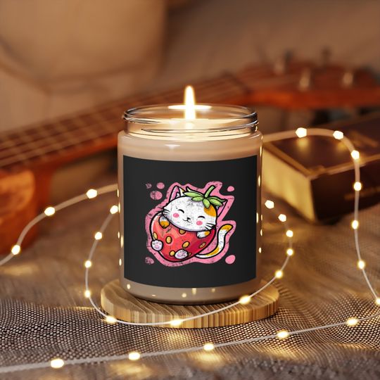 Cute Kawaii Cat Pizza Japanese Anime Women or Girls Scented Candles