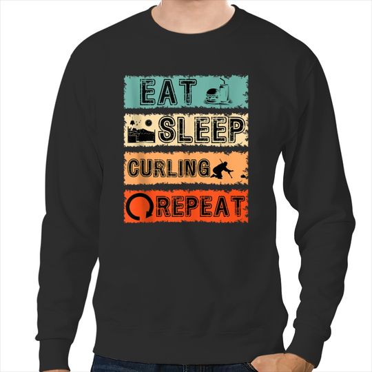 Eat Sleep Curling Repeat Sports Cycle Trends Gift Sweatshirts