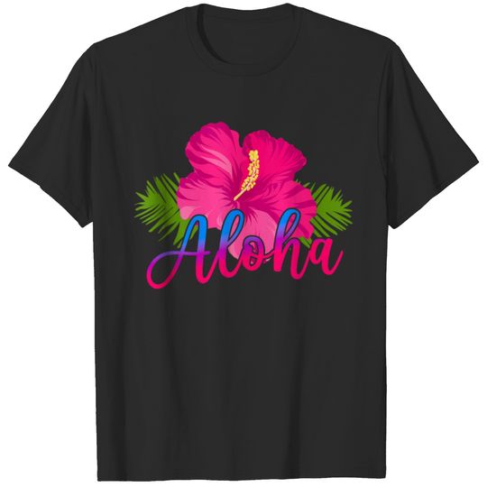 Aloha Costume Aloha Hawaiian Beach Hibiscus Flower Hawaii T-Shirts