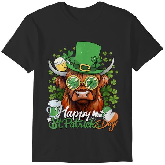 St Patricks Day Highland Cow Funny Highland Heifer T-Shirts