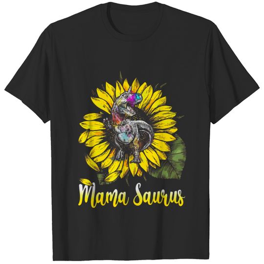 Sunflower Mamasaurus T Rex Dinosaur Mama Saurus T-Shirts