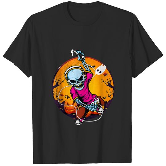 Skeleton Gamer Halloween Costume Gaming Playing VideoGames T-Shirts