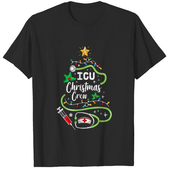 Icu Nurse Christmas Crew Intensive Care Unit Nursing Tree T-Shirts