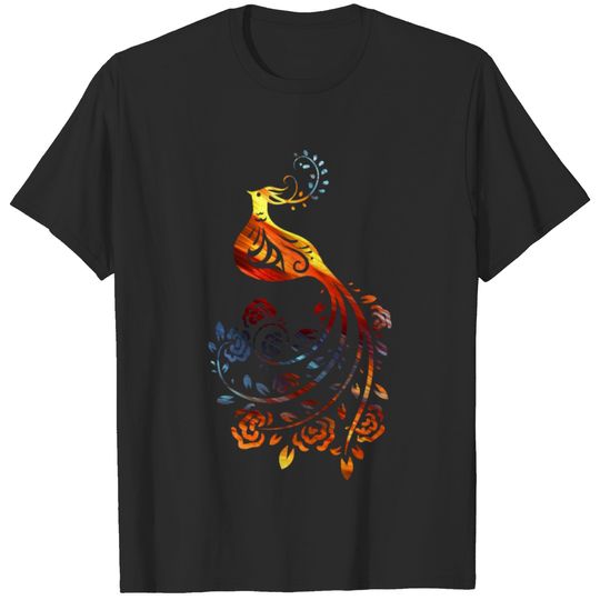Colorful bird with Flower T-shirt