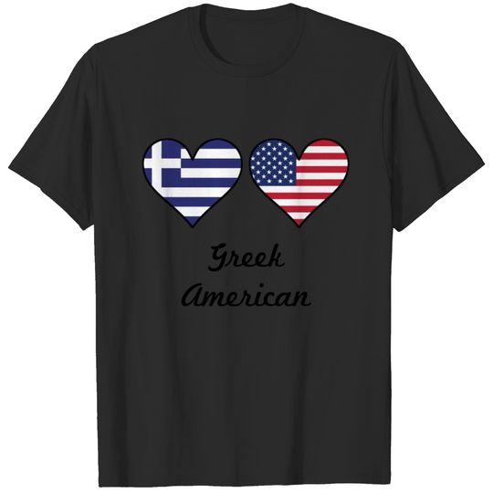 Greek American Flag Hearts T-shirt