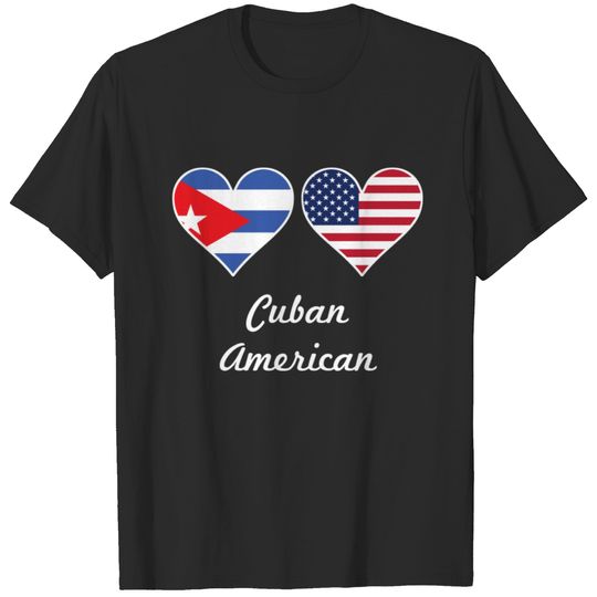 Cuban American Flag Hearts T-shirt