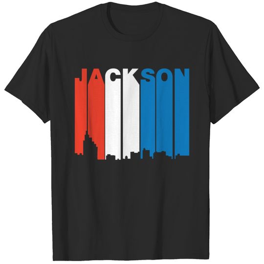 Red White And Blue Jackson Mississippi Skyline T-shirt