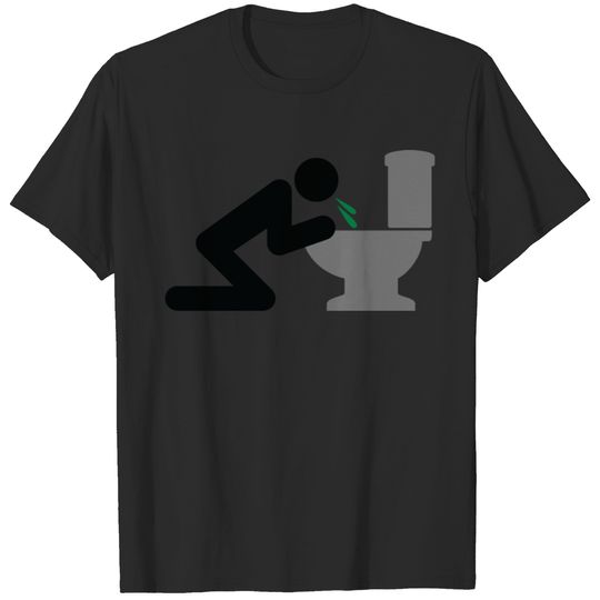 Drunk Man Puking In The Toilet, Having A Hangover. T-shirt