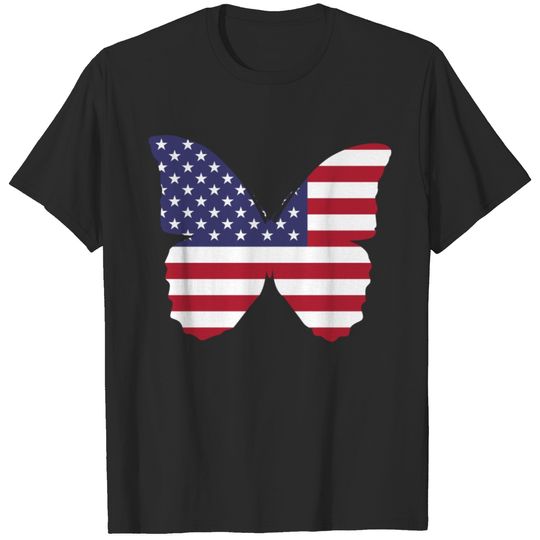 BUTTERFLY AMERICAN FLAG T-shirt