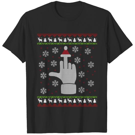 Middlefinger Santa Ugly Christmas Sweater Gift T-shirt