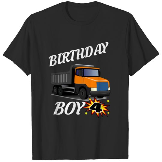 4 Years Old Birthday Design Dump Truck GifDesign T-shirt