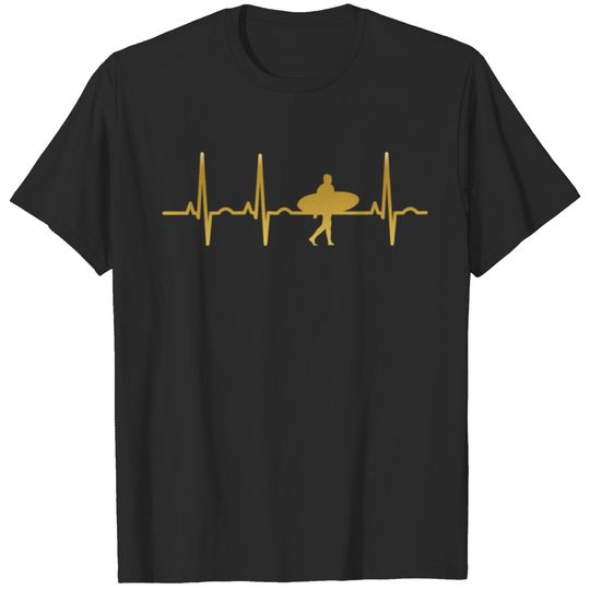 evolution ekg heartbeat surfer surf T-shirt