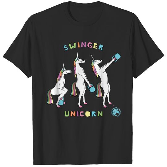 Kettlebell Swinger Unicorn Outline T-shirt