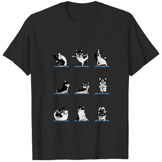 Husky Yoga Art Print T-shirt