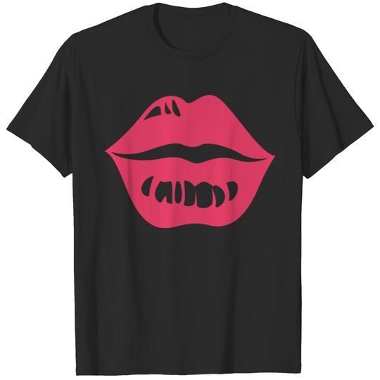 Kiss cool lips vector image illustration cartoon T-shirt