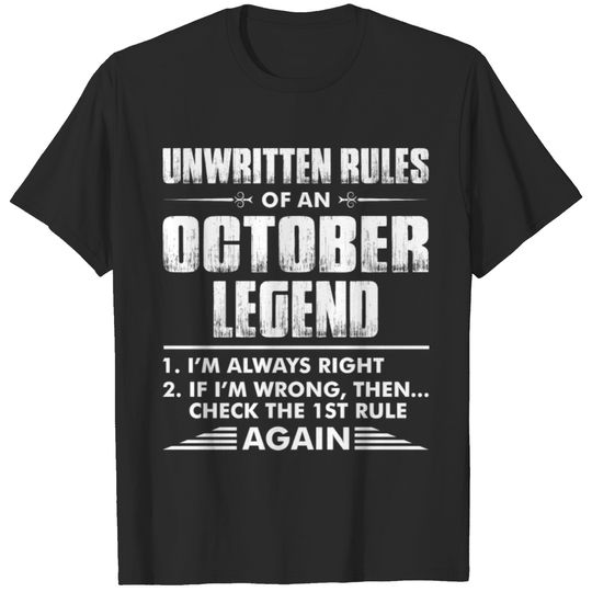 Unwritten Rules Of An October Legend T-shirt