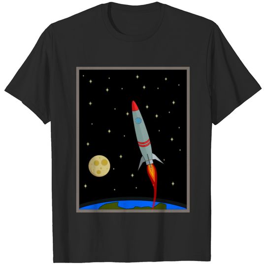 Rocket flying through space T-shirt