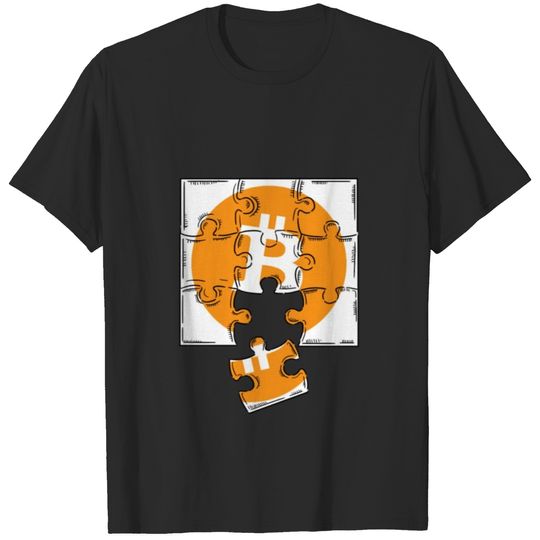 Bitcoin coin. Bitcoin logo t-shirt. Crypto Puzzle T-shirt