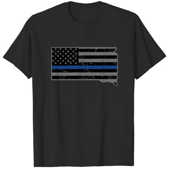 South Dakota Police & Law Enforcement Thin Blue Line T-shirt