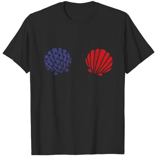 Patriotic American Flag Mermaid Seashells Off the T-shirt