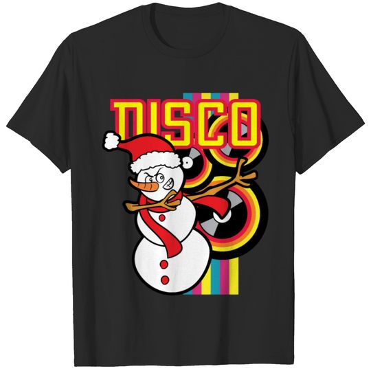 Disco Party Music Christmas Dabbing Dab Snowman T-shirt