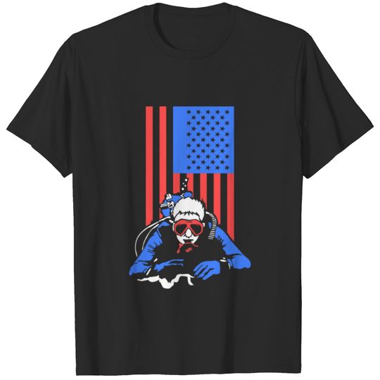 SCUBA DIVING: US Flag Scuba Diving Gifts T-shirt