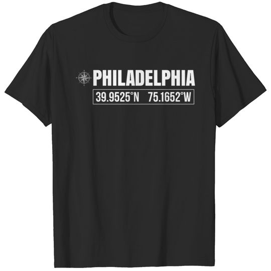 Philadelphia City Coordinates Souvenir USA Travel T-shirt