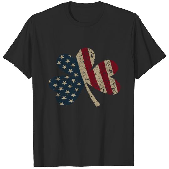 Vintage Shamrock USA Flag St. Patrick's Day Gift T-shirt