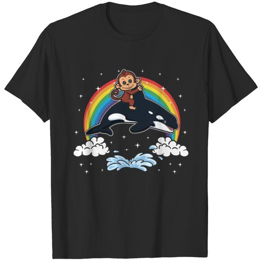 Orca Killer Whale Monkey Funny Gift T-shirt