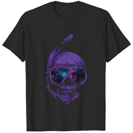 Psychedelic Snorkeling Skull Outer Space Goggles T-shirt